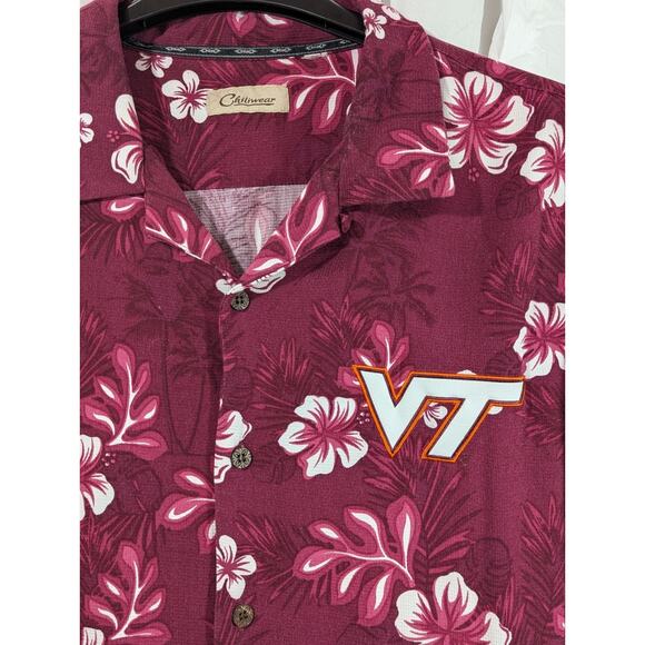 Virginia Tech 2XL Maroon Hawaiian Button Up w/Embroidered Logo by Chiliwear VTG - Picture 2 of 6
